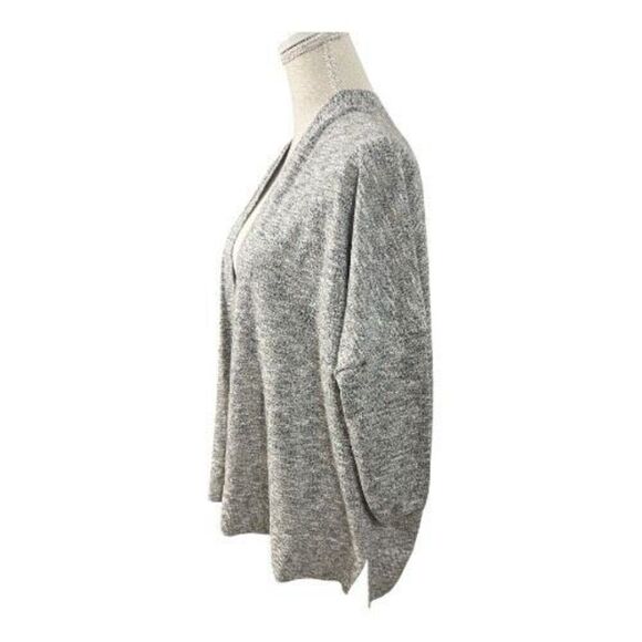 Loft Petites Women Grey Sparkle Cardigan Size M Petite Open Front 3/4-Sleeve - Picture 3 of 12